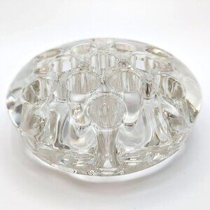 Vintage Clear Glass Flower Frog 13 Hole 4" Flower Arrangement Large Home Decor